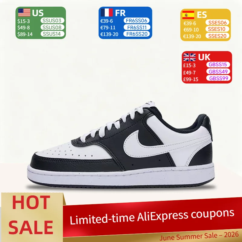 

Nike Court Vision Low Minimalist, Trendy, Versatile Slip-Resistant Low-Top Sneakers for Women Panda Colorway DH3158-003