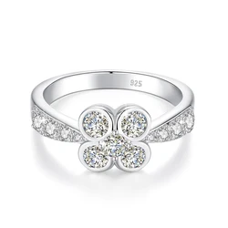0.9CT Moissanite Ring for Women D VVS1 Round Diamond Double Halo Ring Engagement Christmas 925 Sterling Silver Wedding