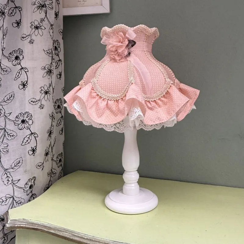 Korean Countryside Style Table Lamp, Sweet Lace Fabric Shade Bedside Lamp, Romantic Decor Night Light for Girls Bedroom, Wedding
