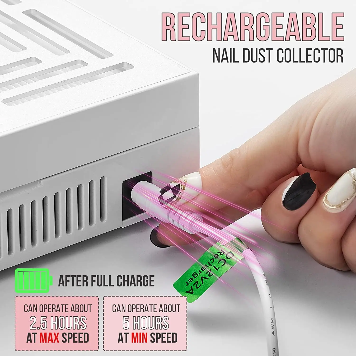 Makartt Rechargeable Nail Dust Collector Machine Ultra Thin Cordless Nail Vacuum Dust Collector for Acrylic Nails Drill Portable