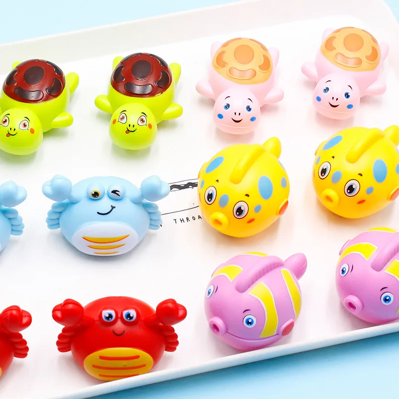 1pc acabar brinquedos para crianças bonito dos desenhos animados diversão caranguejo tartaruga peixe bebê animal marinho girando atividade do jardim de infância pequeno presente