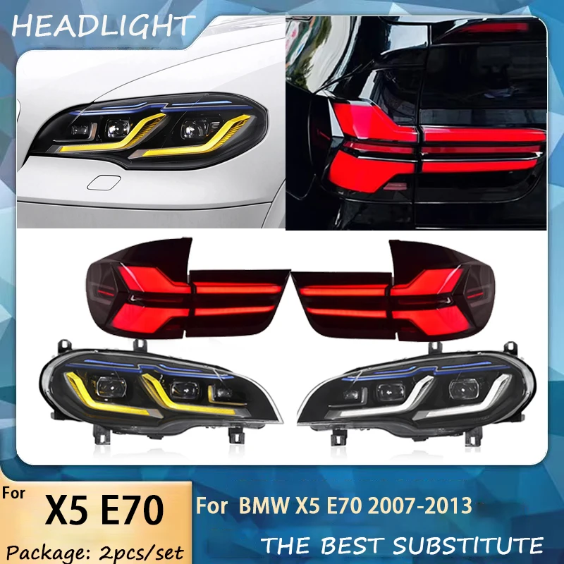 LED Headlights +Tailight For BMW X5 E70 2007-2013 Upgrade Modified to New DRL Dynamic Turn Signal LED Headlight Auto Accessories