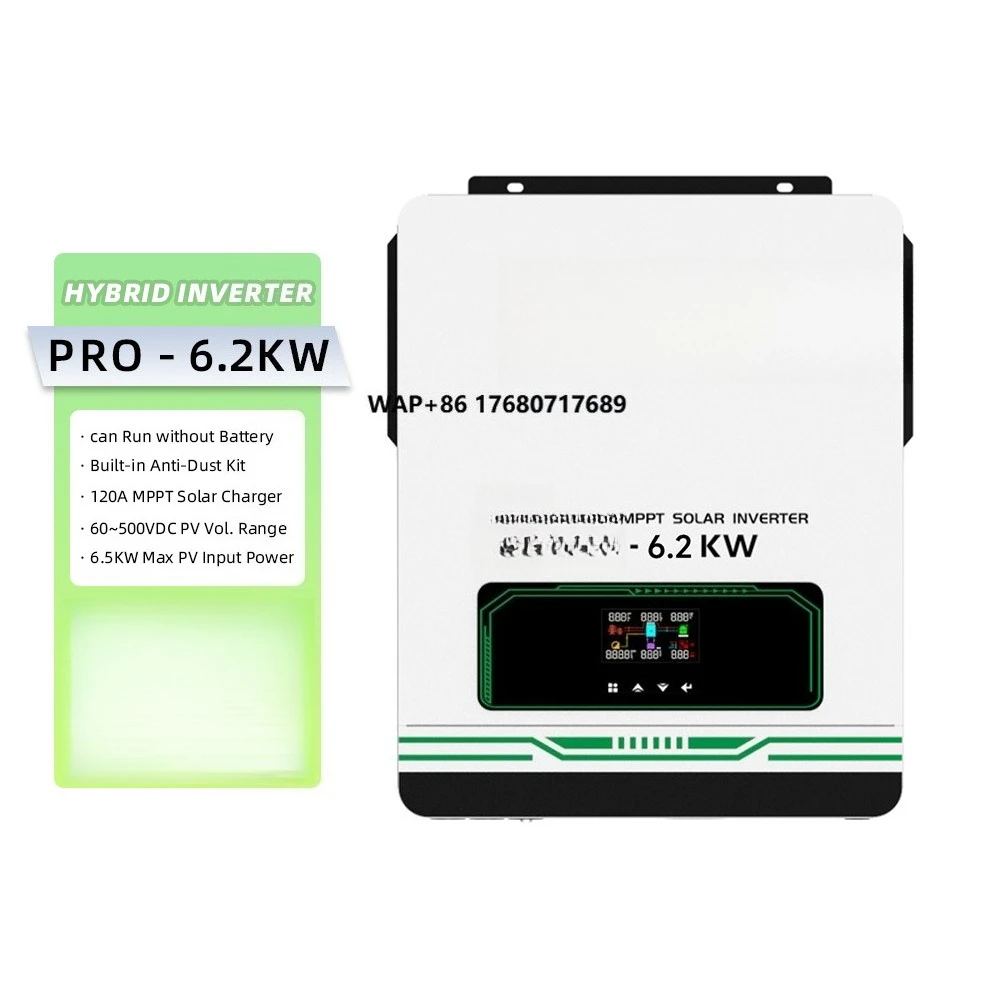SUNEX Hybrid Solar Inverter 6.2kw Wall Mounted Inverter 48v 220v Pure Sine Wave Inverter for Home Use