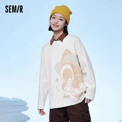 Semir Sweater Women Medium Long Cartoon Loose Drop Shoulder 2023 Winter New Jacquard Pullover