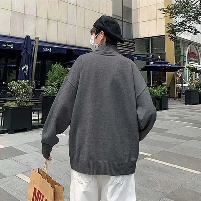 EBAIHUI Heren Warme Coltrui Oversize Effen Kleur Baggy Mode Trui Gebreide Vrije tijd Dikke M--8XL Streetwear Jumper