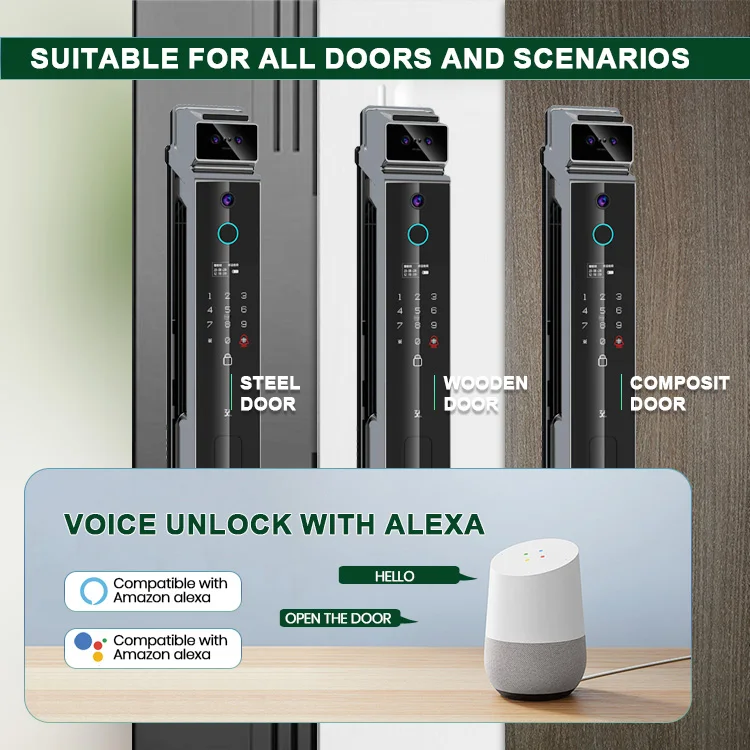 3D 얼굴 인식 팜 잠금 해제, 지문 잠금, 스마트 문짝 잠금, 녹화 카메라, 스마트 문짝 잠금