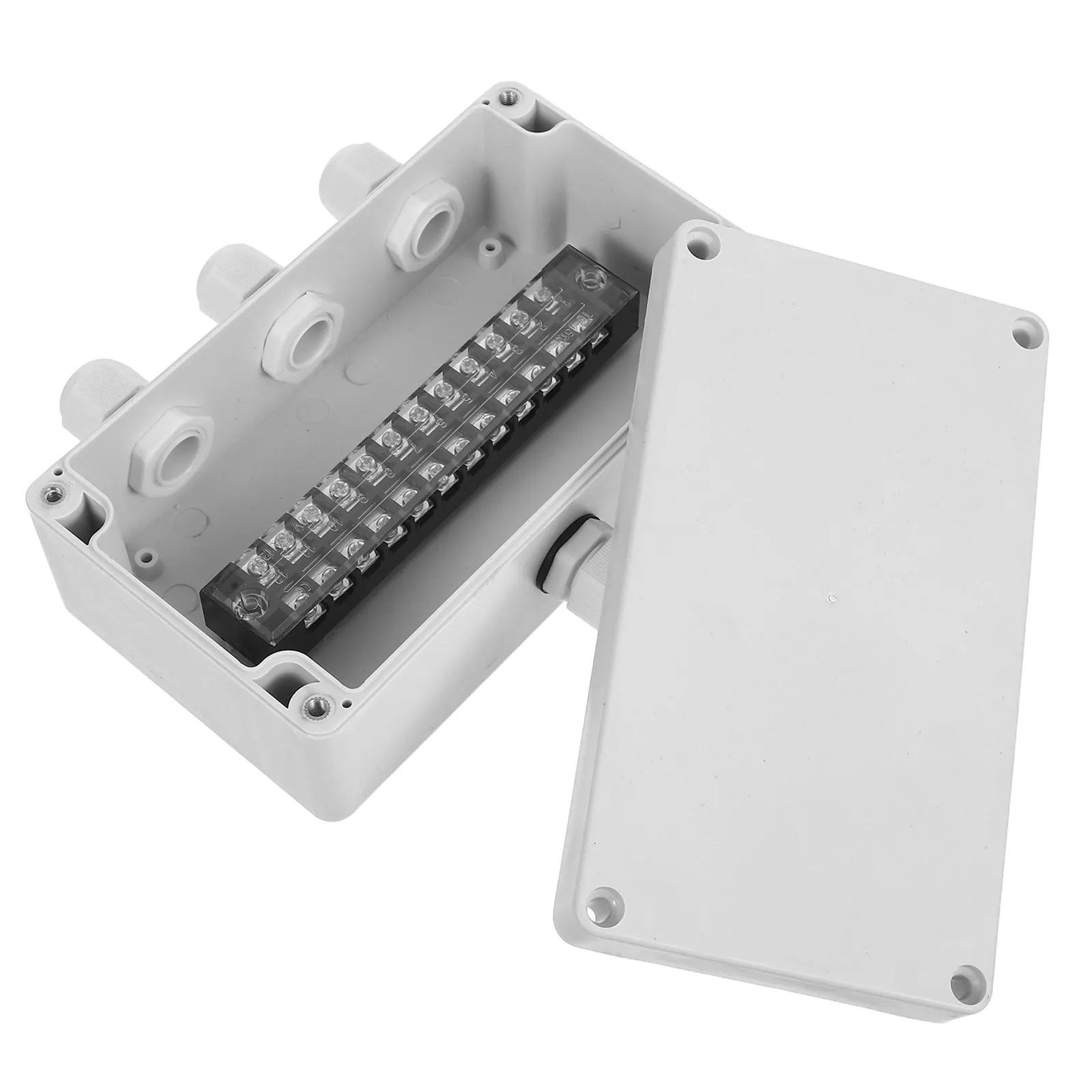 Outdoor Electrical Junction Box Waterproof 12 Terminal Power Distribution Plastic Enclosure Dustproof Weatherproof Box