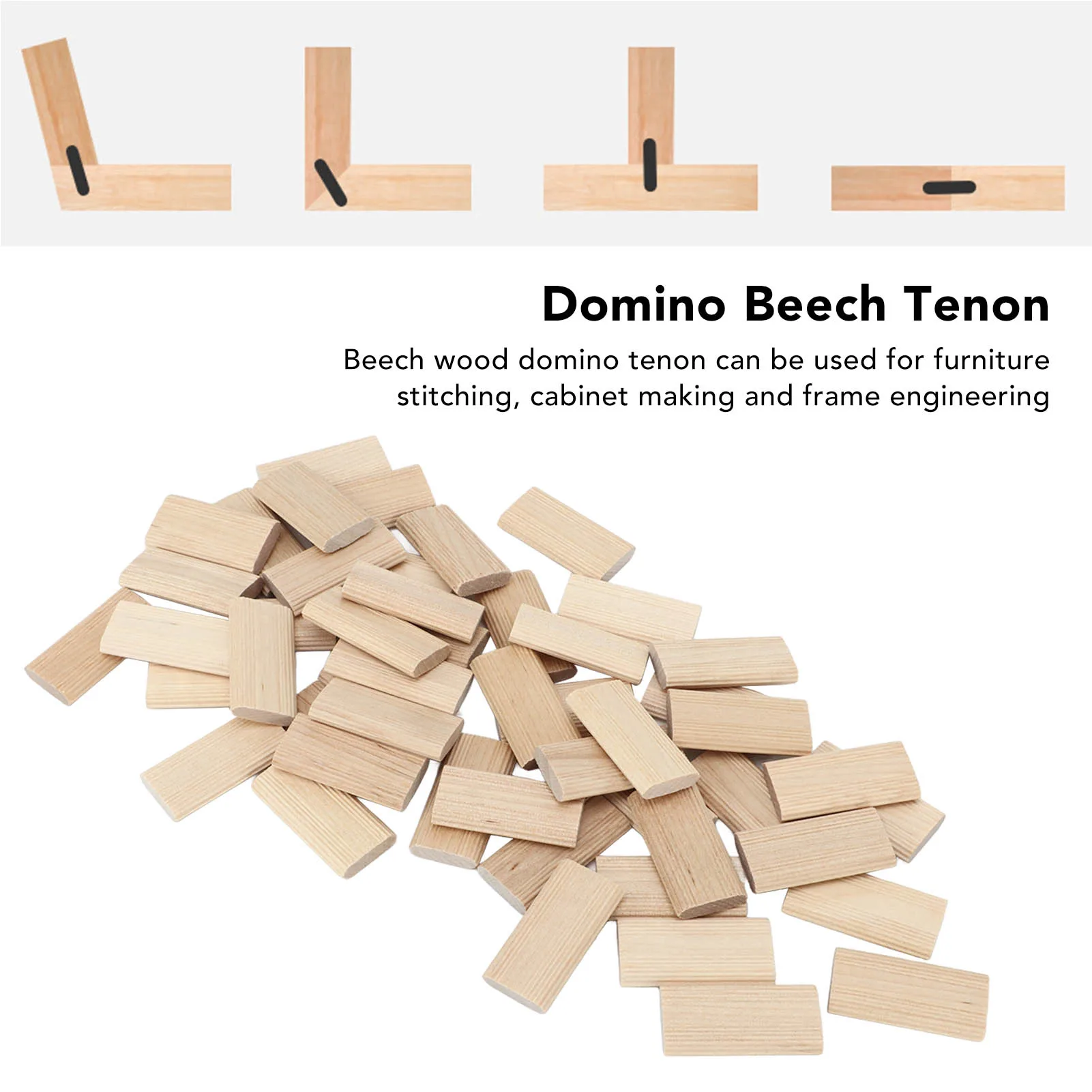 

Domino Beech Tenon, 50Pcs Beech Wood Domino Tenon Stopper for Crafting Woodworking Furniture Splicing Connector