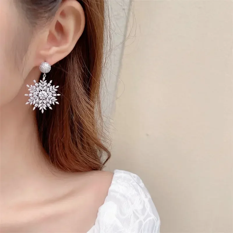 

Radiant Wind Work Color Zircon Earrings | Wholesale Luxury Snow Pattern | High-Grade Women's Fashion Jewelry