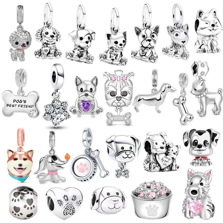 Hot Sale 925 Silver-Plated DIY Making Labrador Puppy Dog & Dachshund Dangle Charm Bead Fit Original Europeans Bracelet Jewelry