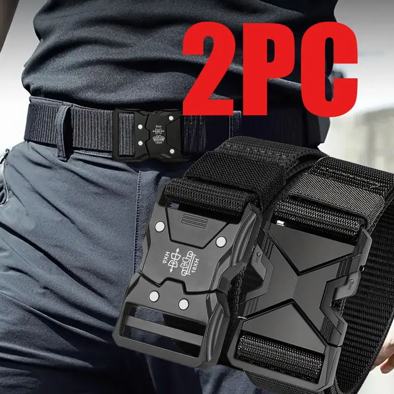 2PC-Der neue Herren-Grtel mit 125 cm Schnalle, Nylon, geflochten, leicht, atmungsaktiv, fr den tglichen Pendler
