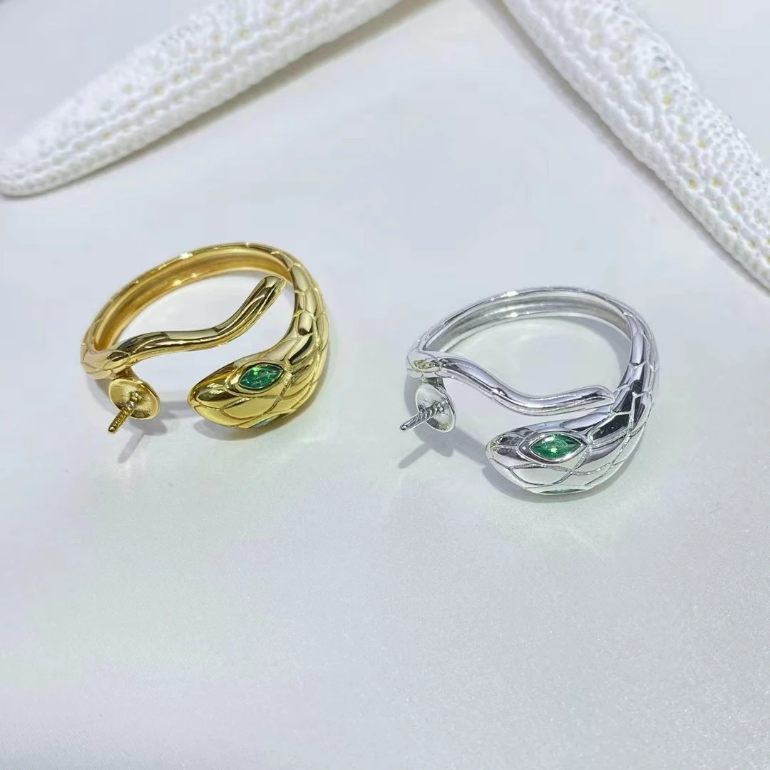 

Змея из стерлингового серебра 925 пробы, регулируемое кольцо, настройки, фурнитура, крепления, аксессуары, фитинги для жемчуга 6-7 мм, 5 шт./лот