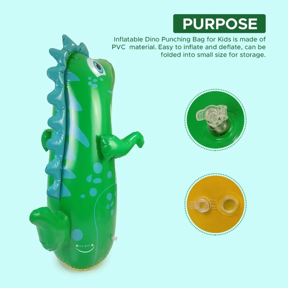 Nadmuchiwana zabawka do bicia, typ rebound, model dinozaura, nadmuchiwany worek bokserski stojący, zabawka interaktywna do aktywności sportowych.
