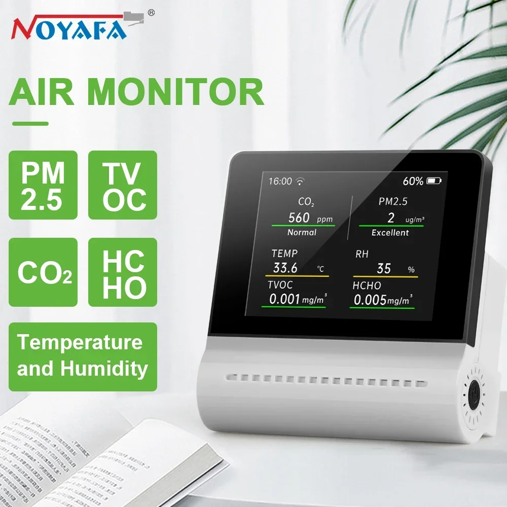 

Noyafa JMS16 5 In 1 Pm2.5 HCHO TVOC Co2 Temperature And Humidity Multifunctional Air Detector Led Display Smart Home Tester