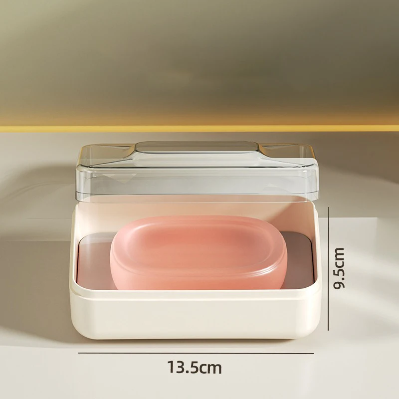 Soap Box With Transparent Cover Dust-proof And Waterproof Bathroom Sink Convenient Travel Simple Draining Countertop Soap Box