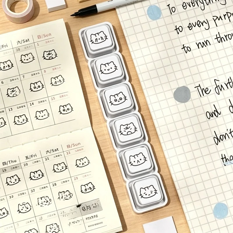 Seal Cute Cat Cartoon Press Detachable Photosensitive Seal High Appearance Journal Schedule DIY Material Decoration Gift