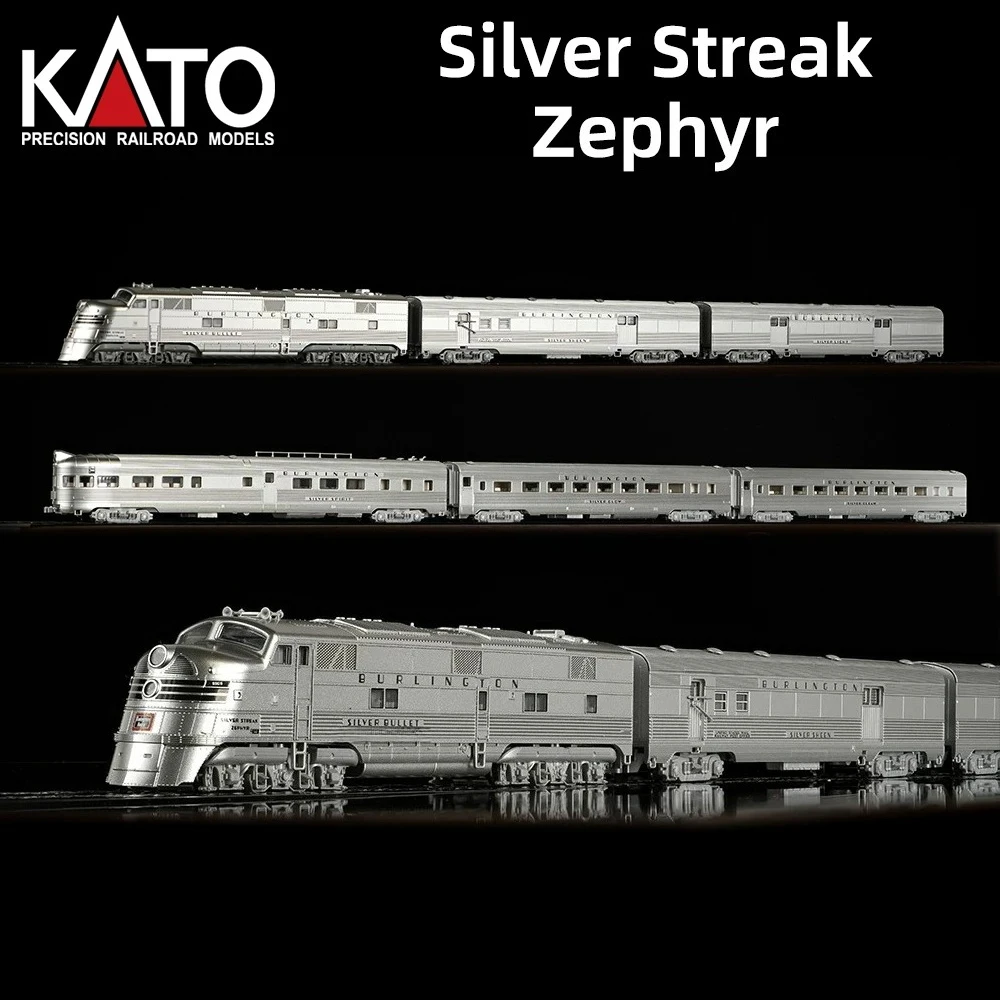 KATO N Type 1/160 Scale Model Train Silver Breeze Train 6 Carriages DC Simulation Version Collectible Train Set Boys Toy Gift