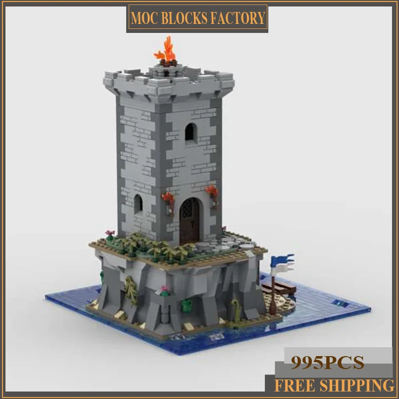 Moc Building Blocks isola medievale modello di faro mattoni tecnici assemblaggio fai da te castello Street View giocattolo per regalo per bambini