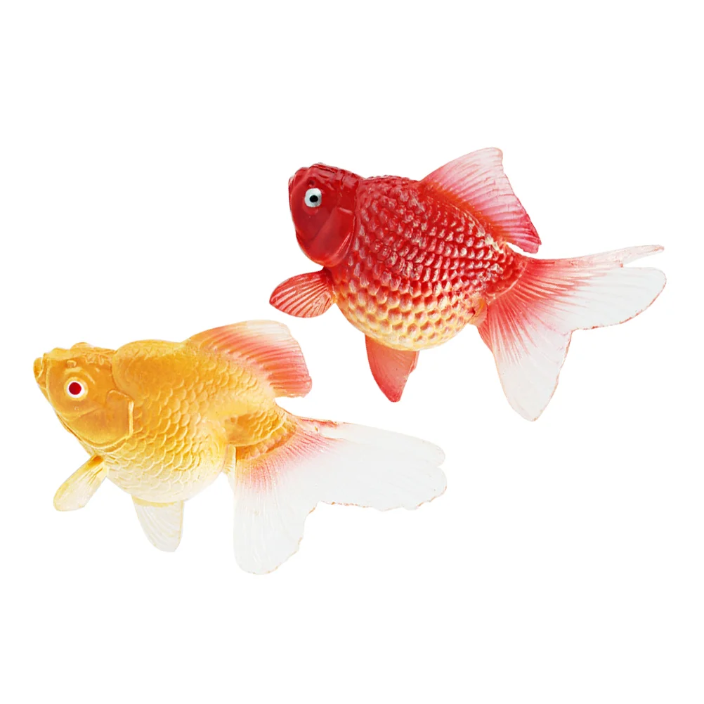 2 Pcs Artificial Floating Goldfish Realistic Toy Koi Carp Figurine Child Fake Ornament