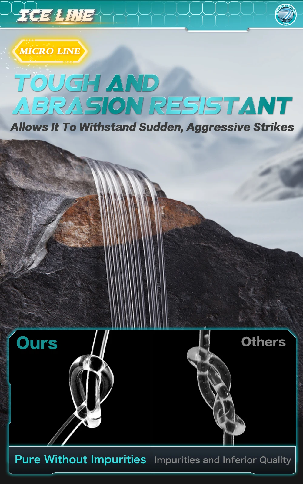 ZUKIBO 100M Ice Mono Line Crystal Super starke Zugfestigkeit Weiche Nylon-Angelschnur mit geringem Memory-Effekt und hoher Abriebfestigkeit – Detail 8