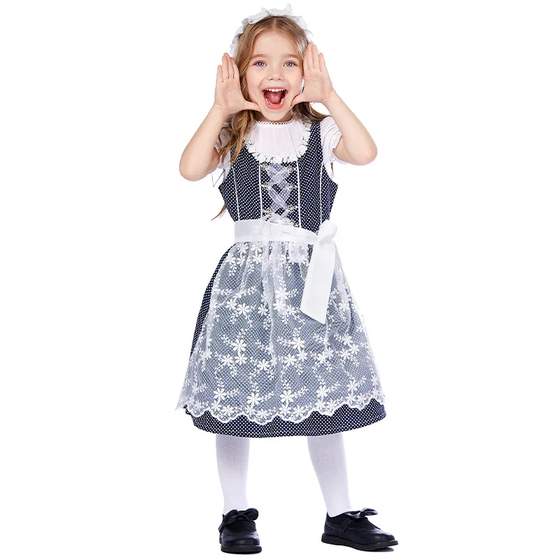 Halloween party costumes Bavarian traditional dress Munich beer outfit lace maid performance dress