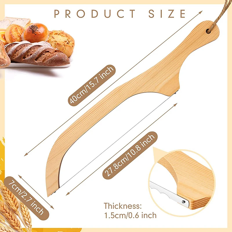 Couteau à pain en bois, trancheur, scie dentelée en acier inoxydable de qualité supérieure, coupe-pain pour pain fait maison, Bagels, Baguettes