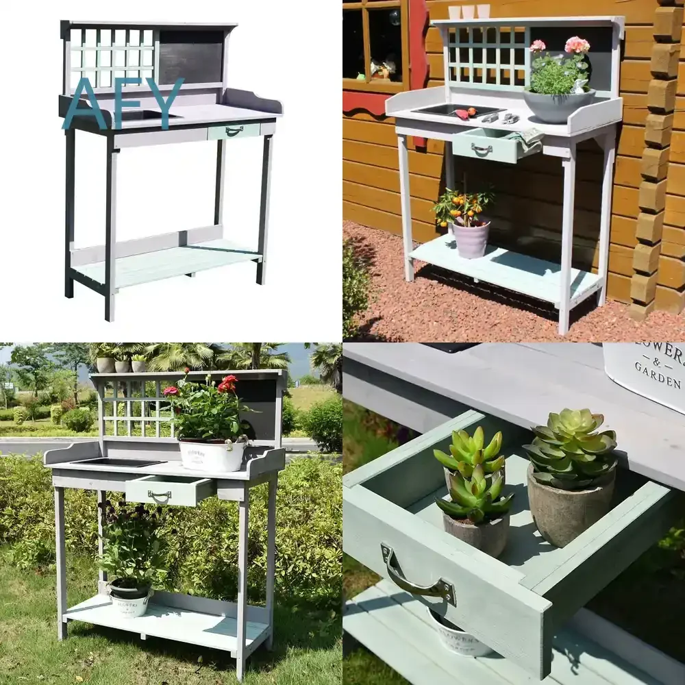 Home Planting Flowers Operating Bench for Growing Vegetables Solid Wood Gardening Furniture Shelves Tools Planting Pots