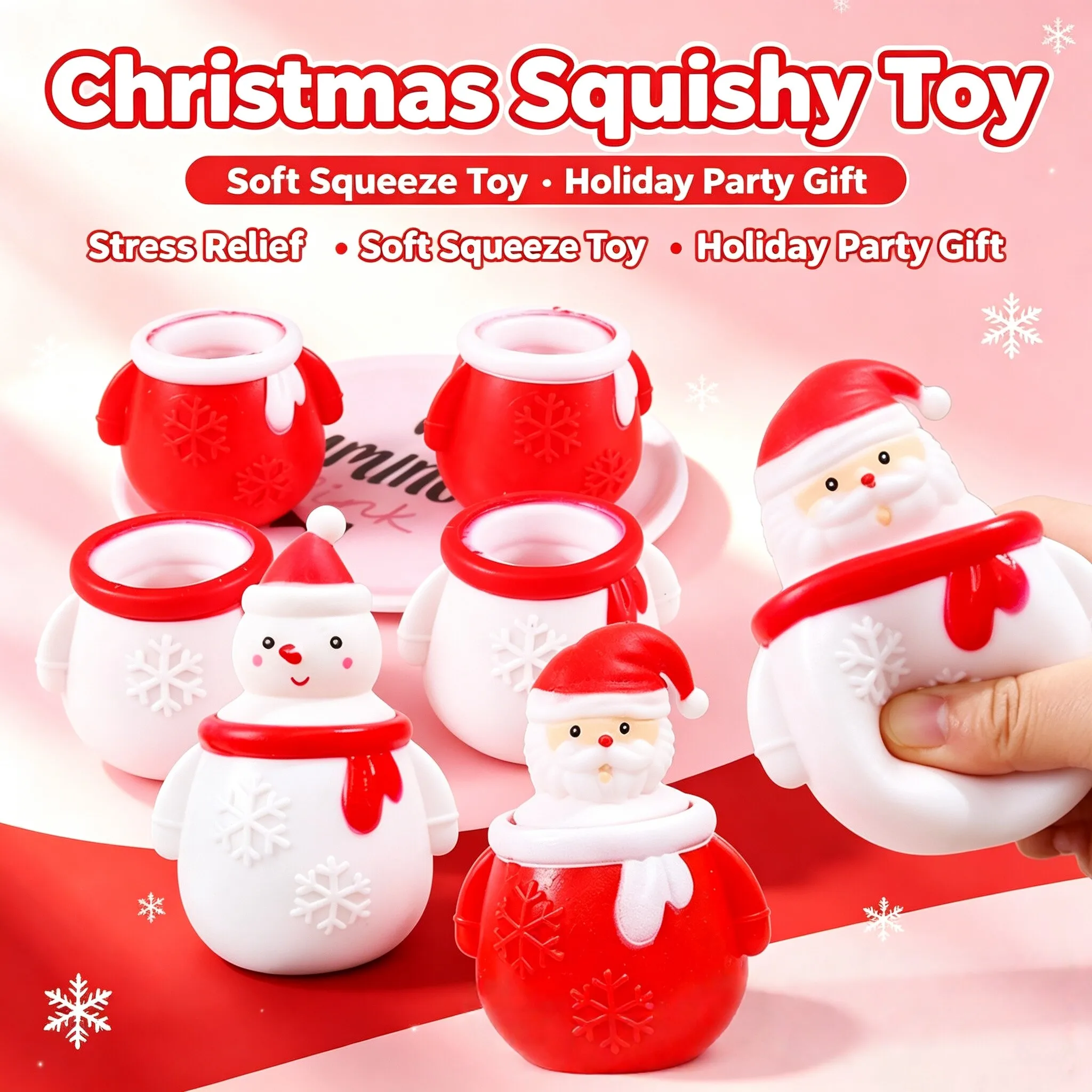 Santa Snowman Pop Squeeze Squishy Cup Slow Rising Fidget Toy Novelty Prank Gag Stress Relief Decor Supply Holiday Gift Adults