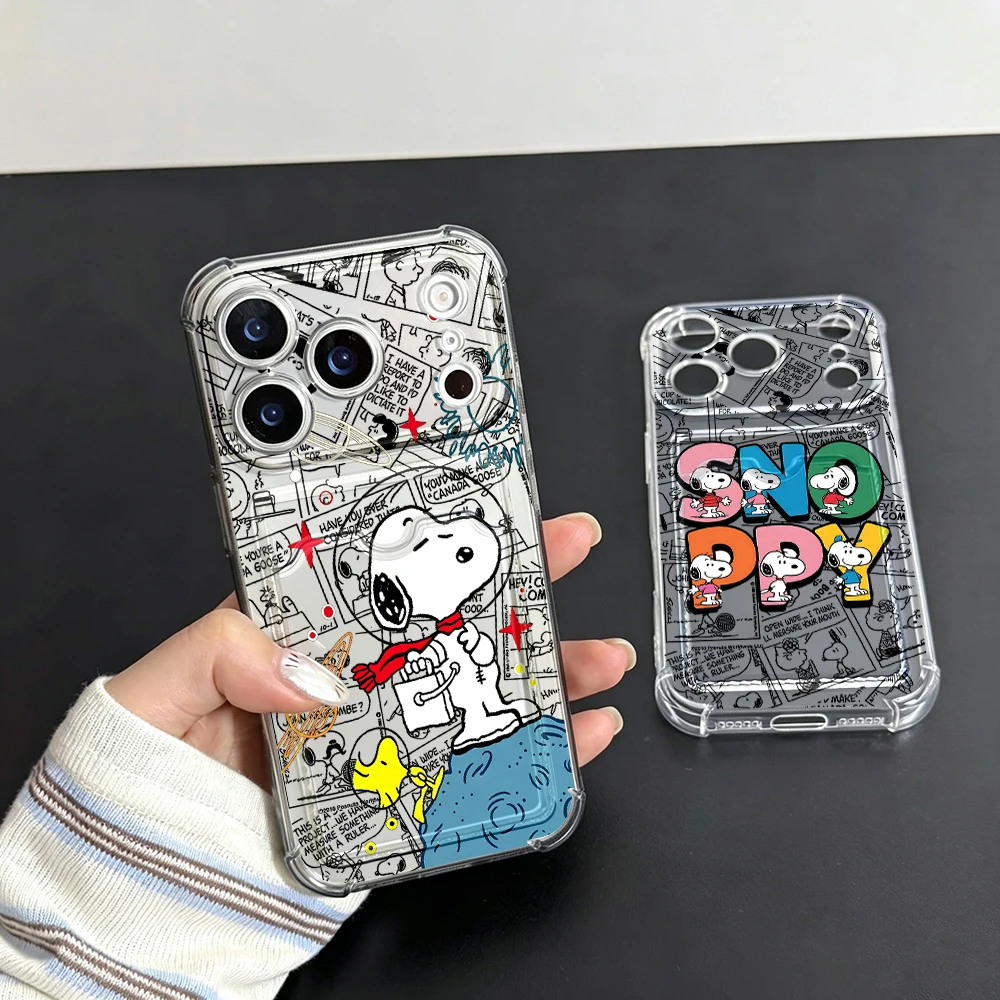 Cartoon S-Snoopys Card Hold Phone Case For Samsung Galaxy S26 S25 S24 S23 S22 S21 FE Edge Plus Ultra M33 M53 M54 5G Airbag Cover