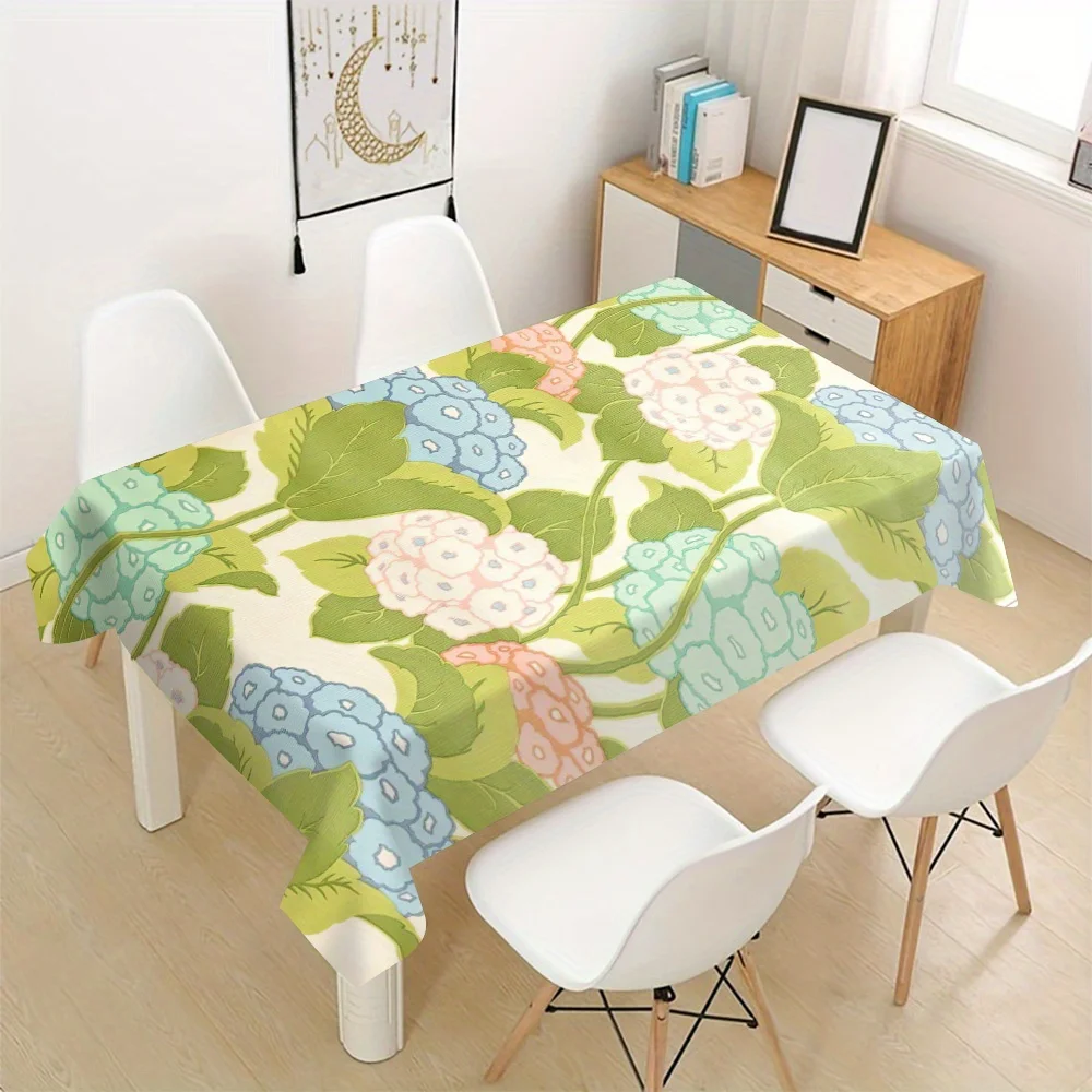 Watercolor Floral Tablecloth Runner Waterproof Dining Table Cover for Kitchen Counter Decor Home Party Supplies