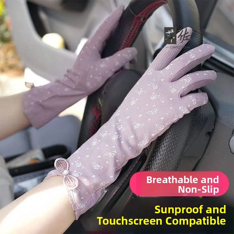 Women's Long Driving Sun Protection Gloves Touch Screen Compatible Anti Slip UV Protection Spring Summer Autumn Cycling Gloves