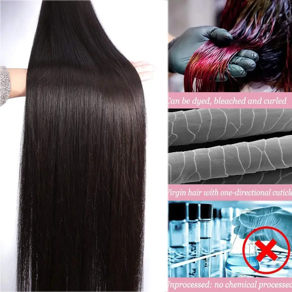 Ulrica Hair Bone Straight Human Hair 3 4 Bundles 100% Peruvian Straight Hair Bundles Natural Color Virgin Hair Extensions Weave