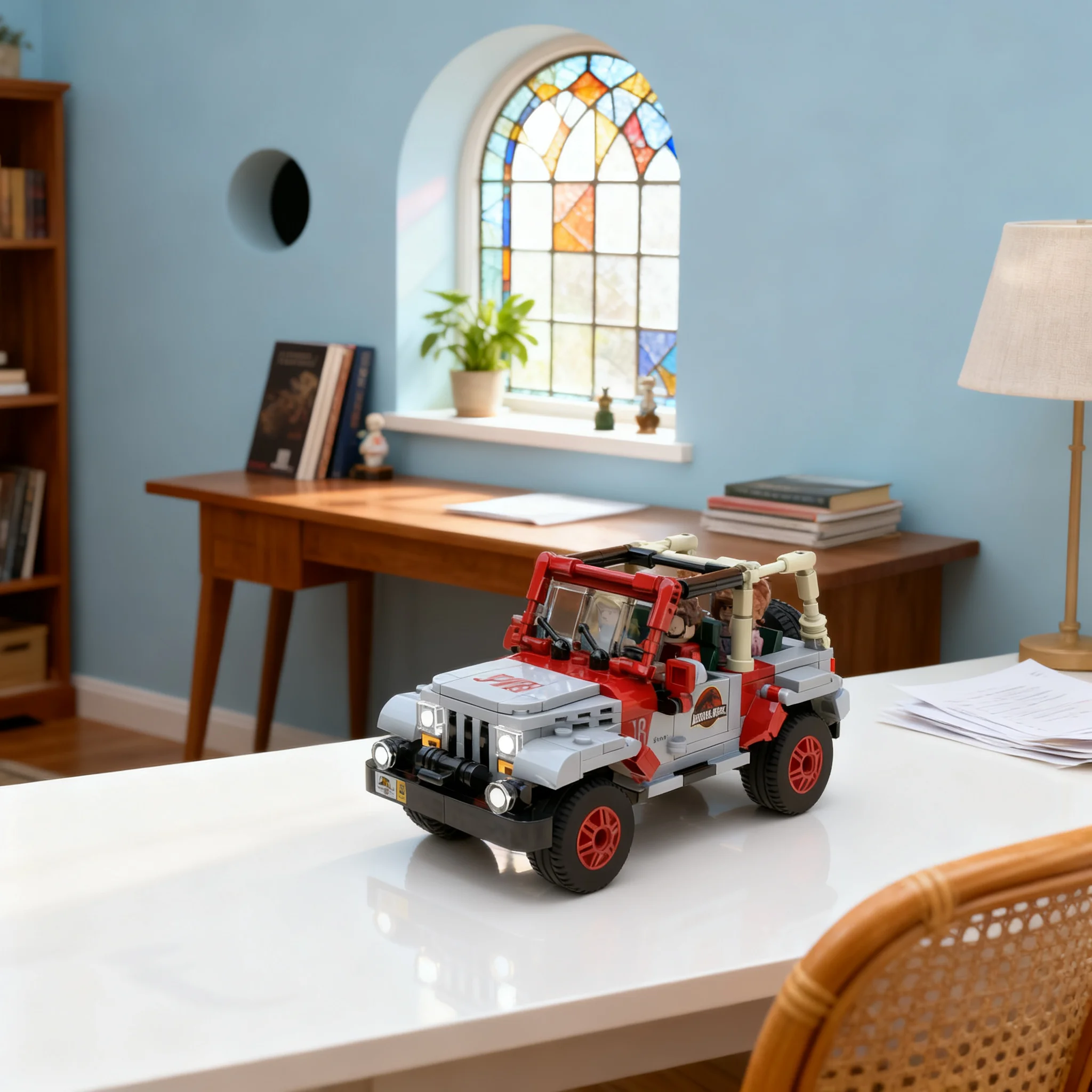 423 piezas MOC City Champions MOCturnal JP18 Jeep Wrangler Sahara YJ - Edición Parque Jurásico Bloques de Construcción Modelo Educación Artística