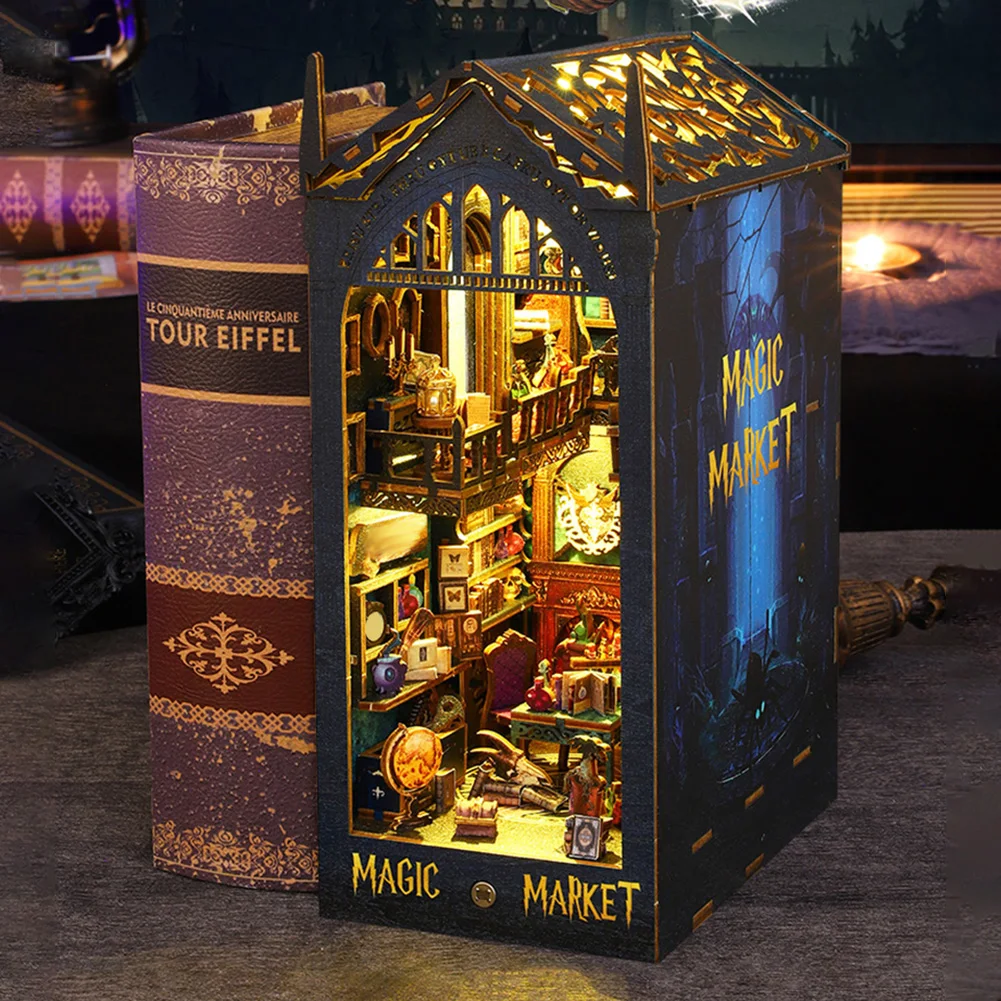 Handmades DIY Magics Bazaar Books Nooks Kit Sturdy Charming Assembled Miniatures For Home Room