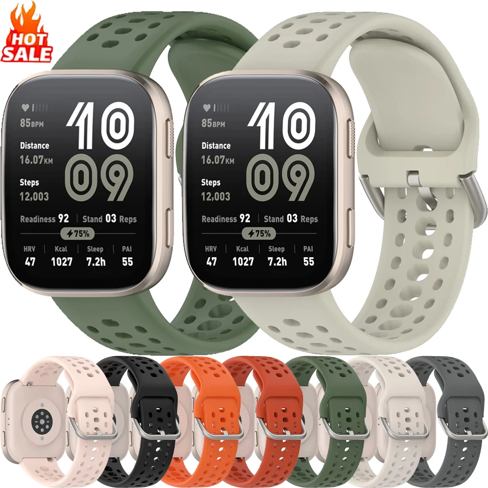 22 mm offizielles Silikonarmband für Amazfit Bip 6 5 Balance 2, atmungsaktives, bequemes Armband, Amazfit T-Rex3 Pro 48 mm Helio Correa