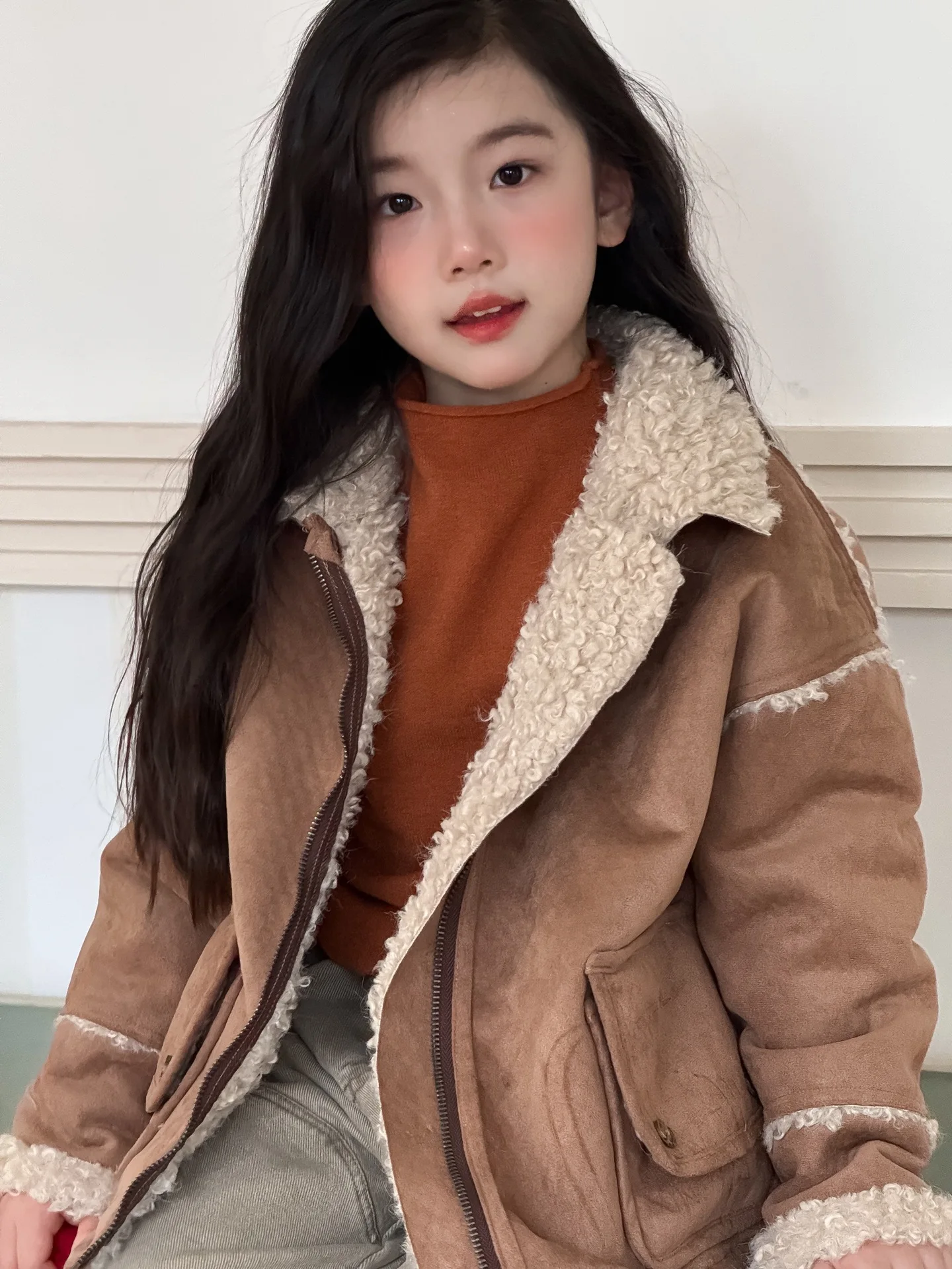 Girls Base Shirt 2025 Autumn Winter Solid Color Simple Semi High Neck Pullover Warm Knit Shirt for Daily Leisure and Comfortable