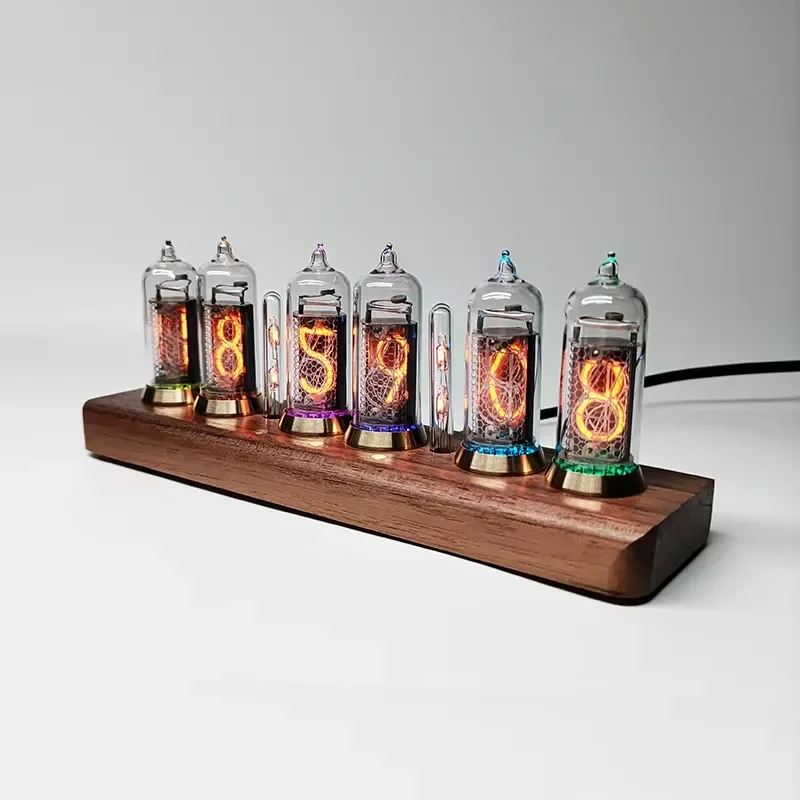 Tube Clock IN14 Glow Digital Desk Clock Retro Steampunk Decor Vintage Electronic Timepiece for Home Office Gift