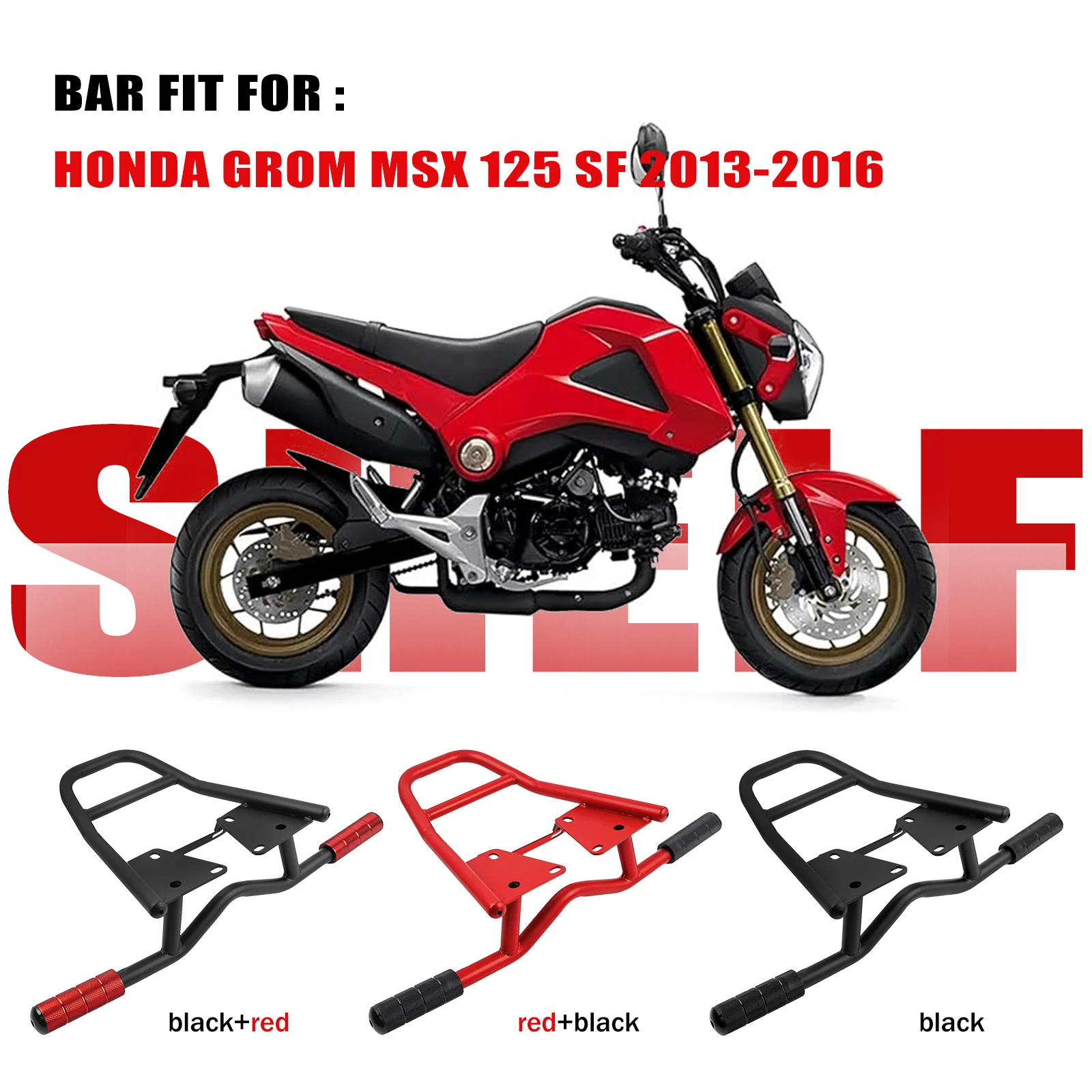Motorcycle Manned Stunt Luggage Rack in Heavy Iron Compatible with Honda Grom Msx125 SF 2013 2014 2015 2016