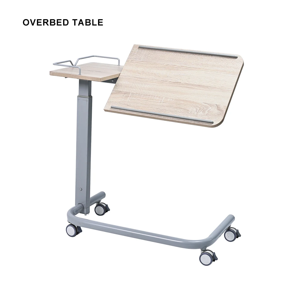 dinner rotate white overbed table with wheels elderly care product for hospital table coffee adjustable overbed table