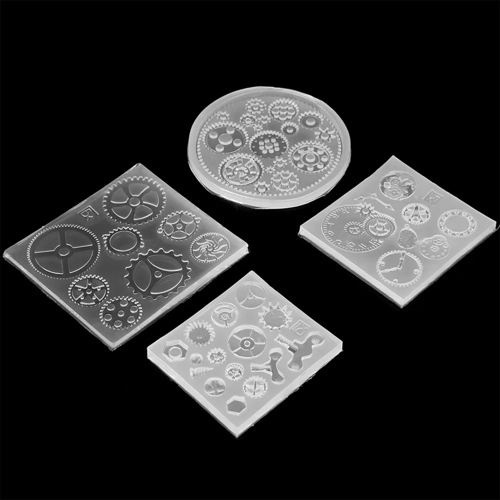 4pcs Food Grade Silicone Gear Silicone Mold Transparent Mechanical Gear 3D Chocolate Mold 3D Shape Clock Wheel Cogs