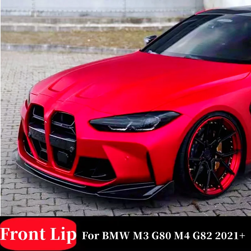

Для BMW M3 G80 M4 G82 2021 + 3 шт./компл. карбоновый черный автомобильный передний бампер, спойлер на подбородок, комплект внешней тюнинговой аксессуаров