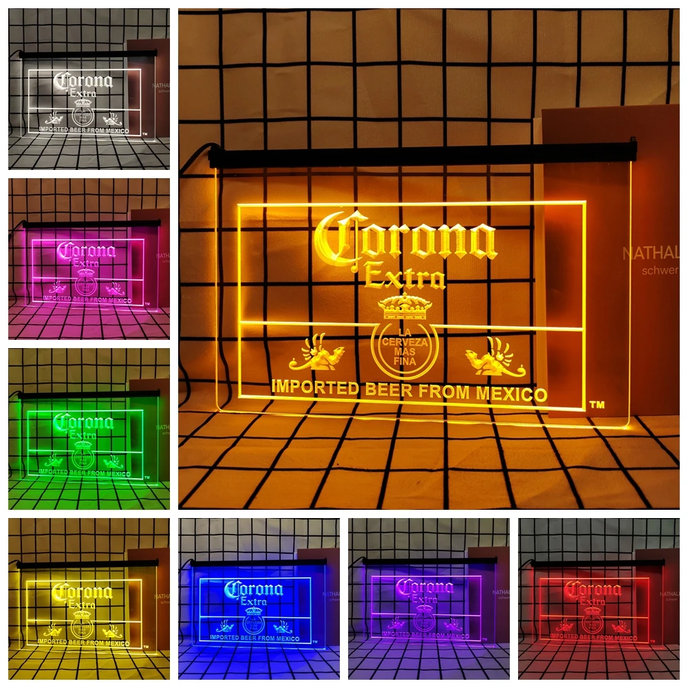 Corona Extra Mexico Pub Club-Retro LED Neon Sign Home Decor with Vintage Plaques and Posters for Room Office Farmhouse