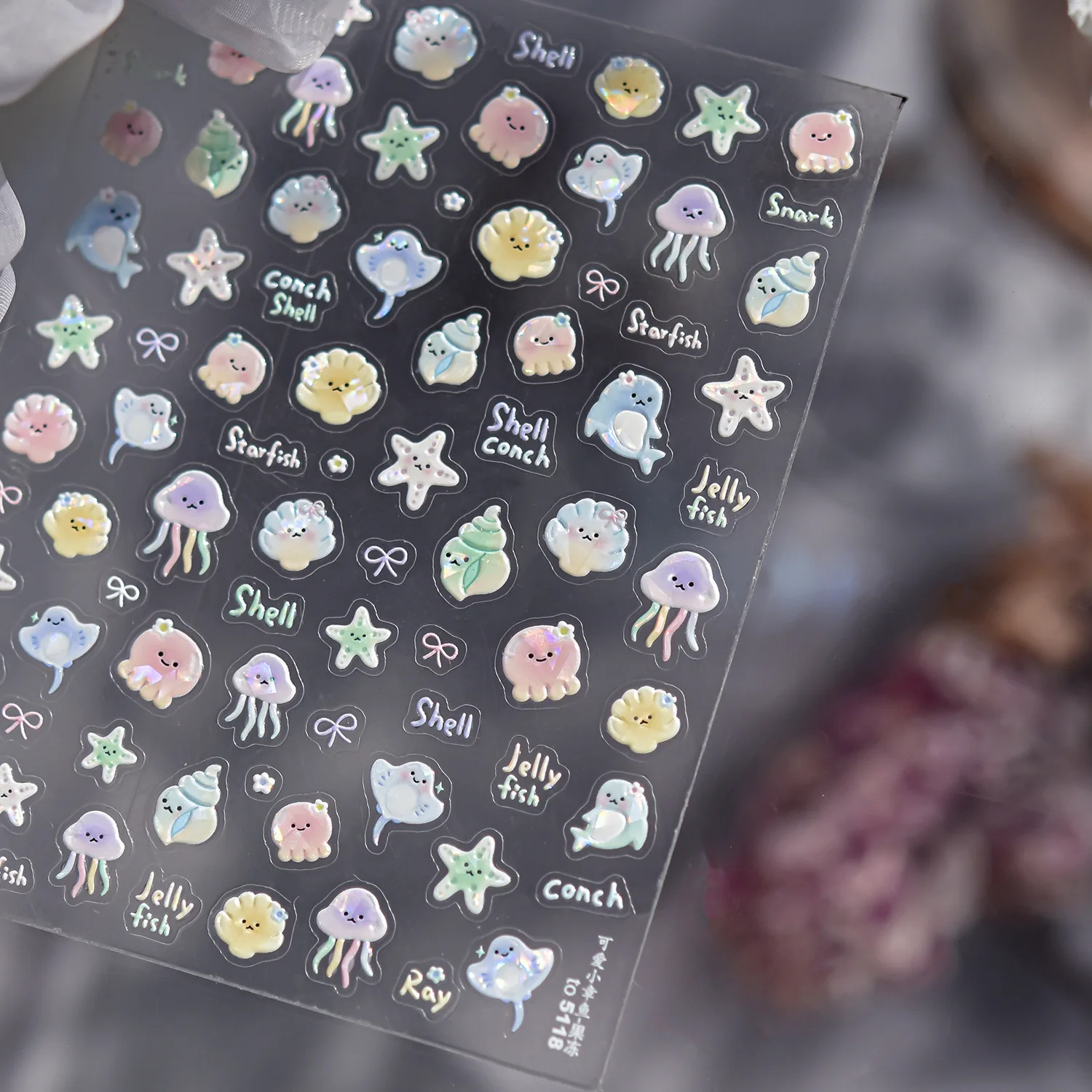 Cute Animal Face 5D Nail Art Stickers Cartoon Cat Bunny Dog Mouse Kawaii Expressions Simple Self Adhesive Manicure Decal DIY