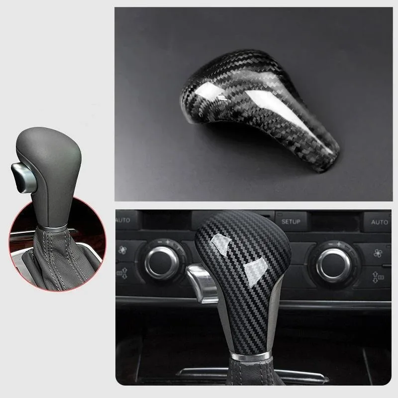 Carbon Fiber Gear Shift Knob Trim Cover Trim For Audi A6L Q5 A5 A4L Q7 Car Styling Modified Accessories Left Hand Drive Only