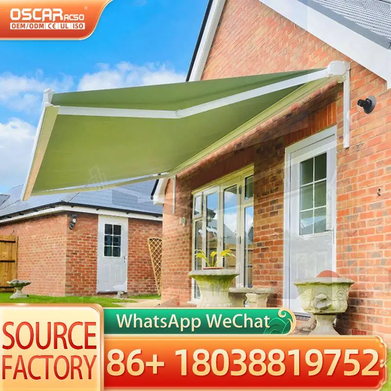 Electric Retractable Outdoor Canopy Folding Arm Awning for Balcony Patio Garden Retractable Awning