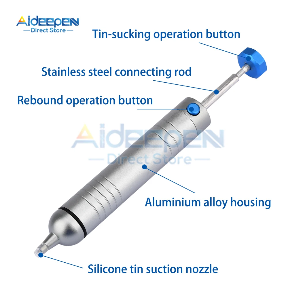 170mm Aluminum Powerful Desoldering Pump Suction Tin Gun Soldering Sucker Pen Removal Vacuum Solder Iron Welding Repair Tool