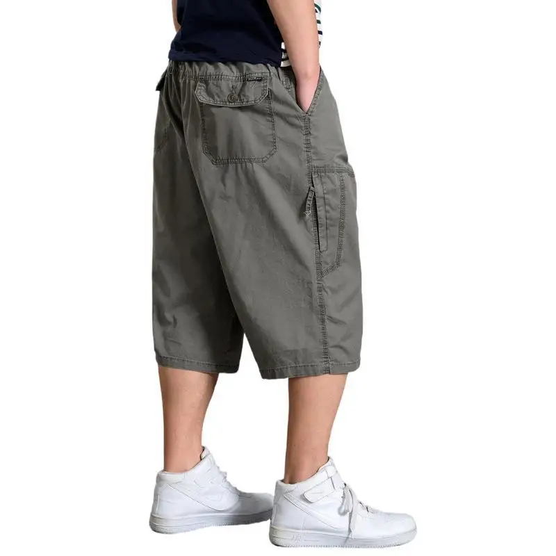 Grande tamanho de algodão gordo shorts homens carga curto casual plus size calças cortadas esportes tático folgado calças soltas 5xl 6xl verão
