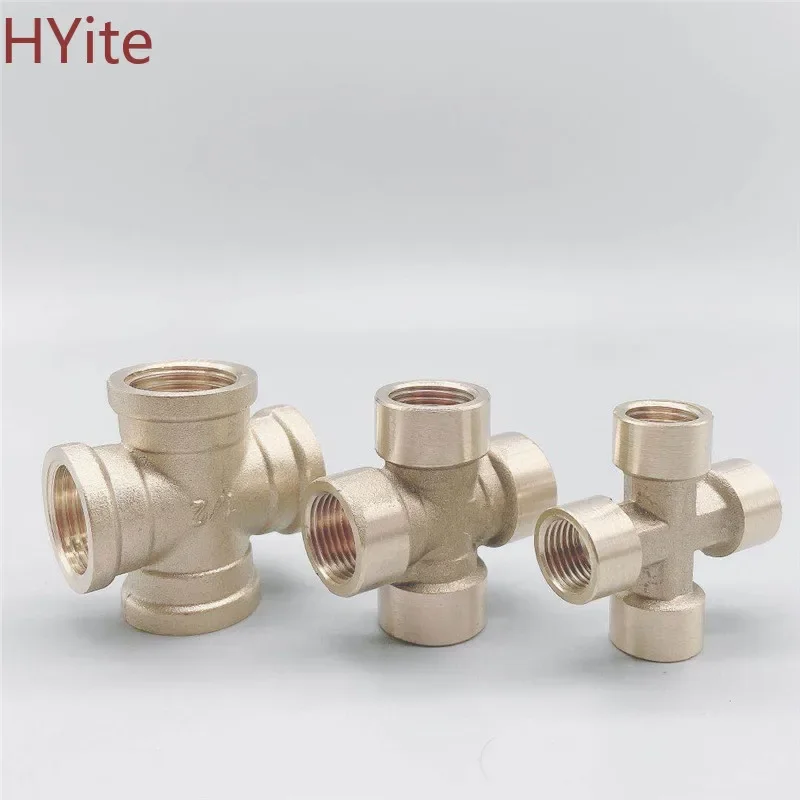 Brass Pipe Fitting 4 Way Connector Cross 1/4