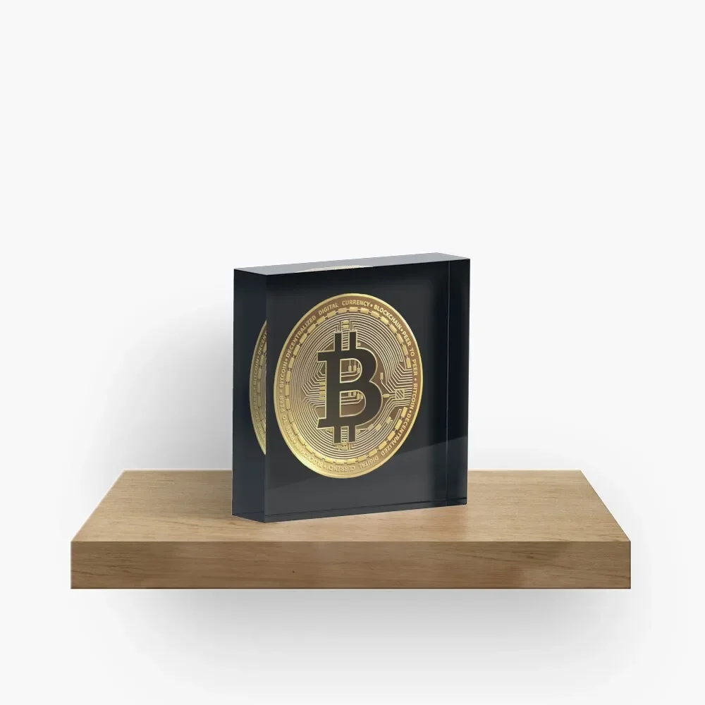 Bitcoin Gold Coin Graphic  Acrylic Block Bedroom Wedding Photos Art Cute Decor Board  Funny Room Process Decoration Family Home