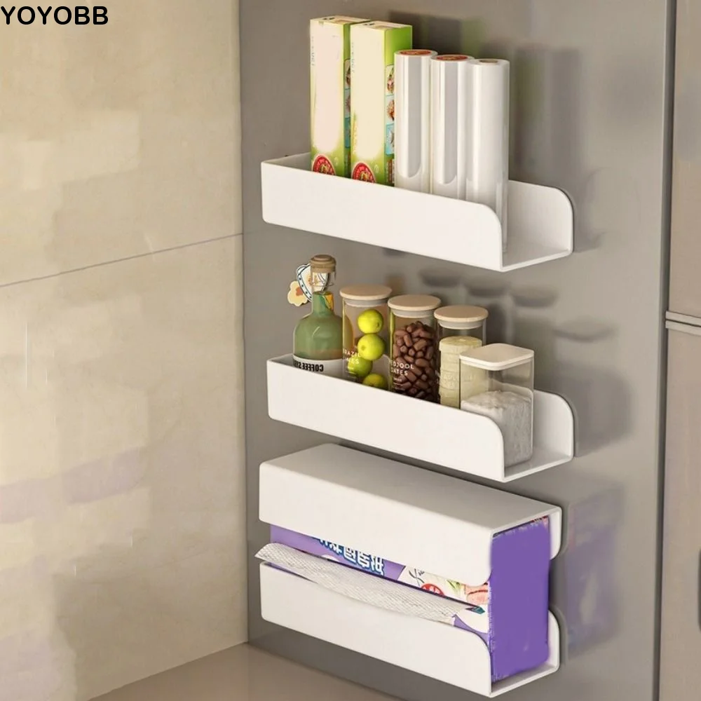 

Plastic Wet Wipe Storage Box Self Adhesive Wall Mounted Refrigerator Tissue Box Adjustable Punch Free Tissue Holder Cabinet